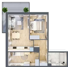3 pokoje, mieszkanie 51,52 m², piętro 1, oferta nr B6/87, Onelife Powsin, Warszawa, Wilanów, Powsin, ul. Łukasza Drewny