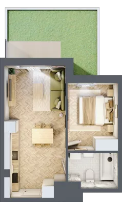 2 pokoje, mieszkanie 35,18 m², parter, oferta nr 24/3, Ogrody Nałkowskiej, Poznań, Ogrody, ul. Nałkowskiej 24, 26