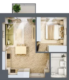 2 pokoje, mieszkanie 36,66 m², piętro 2, oferta nr 24/45, Ogrody Nałkowskiej, Poznań, Ogrody, ul. Nałkowskiej 24, 26