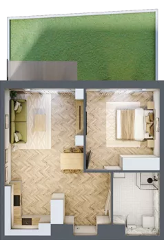 2 pokoje, apartament 51,42 m², parter, oferta nr 26/61, Ogrody Nałkowskiej, Poznań, Ogrody, ul. Nałkowskiej 24, 26