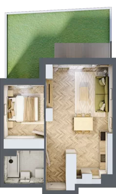 2 pokoje, mieszkanie 42,58 m², parter, oferta nr 26/62, Ogrody Nałkowskiej, Poznań, Ogrody, ul. Nałkowskiej 24, 26