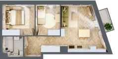 3 pokoje, mieszkanie 48,73 m², piętro 1, oferta nr 26/90, Ogrody Nałkowskiej, Poznań, Ogrody, ul. Nałkowskiej 24, 26