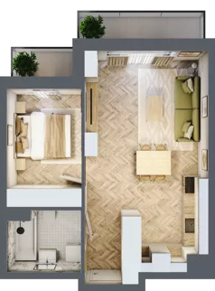 2 pokoje, mieszkanie 42,58 m², piętro 3, oferta nr 26/71, Ogrody Nałkowskiej, Poznań, Ogrody, ul. Nałkowskiej 24, 26