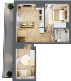 3 pokoje, mieszkanie 42,45 m², piętro 6, oferta nr 26/38, Ogrody Nałkowskiej, Poznań, Ogrody, ul. Nałkowskiej 24, 26