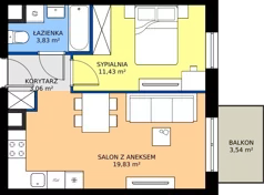 2 pokoje, mieszkanie 38,16 m², piętro 5, oferta nr A/73, Osiedle Kołłątajówka, Kraków, Prądnik Biały, Górka Narodowa, ul. Kuźnicy Kołłątajowskiej