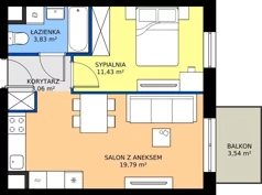 2 pokoje, mieszkanie 38,08 m², piętro 5, oferta nr A/71, Osiedle Kołłątajówka, Kraków, Prądnik Biały, Górka Narodowa, ul. Kuźnicy Kołłątajowskiej