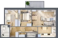 3 pokoje, mieszkanie 62,90 m², piętro 4, oferta nr 1/19, Osiedle Motiff, Warszawa, Ursus, Skorosze, ul. Tomcia Palucha 33