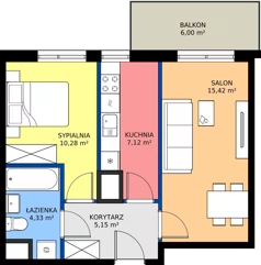 2 pokoje, mieszkanie 42,30 m², piętro 2, oferta nr 1/22, Przy Unii IV, Poznań, Żegrze, ul. Wagrowska