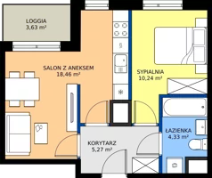 2 pokoje, mieszkanie 38,30 m², piętro 10, oferta nr 1/122, Przy Unii IV, Poznań, Żegrze, ul. Wagrowska