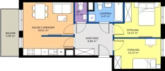 3 pokoje, mieszkanie 53,74 m², piętro 4, oferta nr 1/185, Przy Unii IV, Poznań, Żegrze, ul. Wagrowska