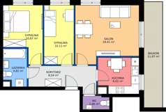 3 pokoje, mieszkanie 63,82 m², piętro 2, oferta nr 1/215, Przy Unii IV, Poznań, Żegrze, ul. Wagrowska