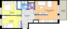 3 pokoje, mieszkanie 55,05 m², piętro 4, oferta nr 1/158, Przy Unii IV, Poznań, Żegrze, ul. Wagrowska