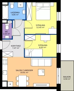 3 pokoje, mieszkanie 55,62 m², piętro 1, oferta nr A/131, Architektów, Wrocław, Żerniki, Al. Architektów 22-30