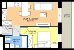 2 pokoje, mieszkanie 36,40 m², piętro 2, oferta nr B1/39, Architektów, Wrocław, Al. Architektów 22-30