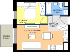 2 pokoje, mieszkanie 32,79 m², piętro 2, oferta nr B1/41, Architektów, Wrocław, Żerniki, Al. Architektów 22-30