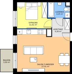 2 pokoje, mieszkanie 46,95 m², piętro 2, oferta nr B1/43, Architektów, Wrocław, Al. Architektów 22-30