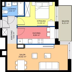 2 pokoje, mieszkanie 49,42 m², piętro 1, oferta nr 28/77, Leśny Marcelin, Poznań, Grunwald, Junikowo, ul. Jeleniogórska