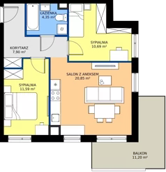 3 pokoje, mieszkanie 55,38 m², piętro 1, oferta nr 28/12, Leśny Marcelin, Poznań, Grunwald, Junikowo, ul. Jeleniogórska