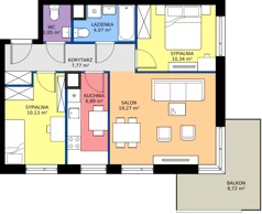 3 pokoje, mieszkanie 60,52 m², piętro 1, oferta nr 28/78, Leśny Marcelin, Poznań, Grunwald, Junikowo, ul. Jeleniogórska