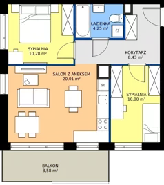 3 pokoje, mieszkanie 52,97 m², piętro 1, oferta nr 28/79, Leśny Marcelin, Poznań, Grunwald, Junikowo, ul. Jeleniogórska