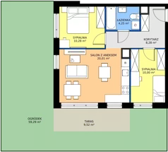 3 pokoje, mieszkanie 52,82 m², parter, oferta nr 28/72, Leśny Marcelin, Poznań, Grunwald, Junikowo, ul. Jeleniogórska