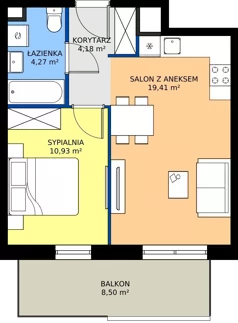 2 pokoje, mieszkanie 38,79 m², piętro 2, oferta nr 28A/127, Leśny Marcelin, Poznań, Grunwald, Junikowo, ul. Jeleniogórska