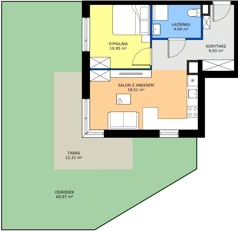 2 pokoje, mieszkanie 43,60 m², parter, oferta nr 28A/111, Leśny Marcelin, Poznań, Grunwald, Junikowo, ul. Jeleniogórska