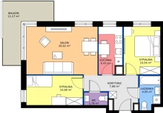3 pokoje, mieszkanie 61,29 m², piętro 1, oferta nr 28A/118, Leśny Marcelin, Poznań, Grunwald, Junikowo, ul. Jeleniogórska