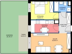 2 pokoje, mieszkanie 47,02 m², parter, oferta nr 28A/112, Leśny Marcelin, Poznań, Grunwald, Junikowo, ul. Jeleniogórska