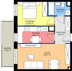 2 pokoje, mieszkanie 47,19 m², piętro 1, oferta nr 28A/117, Leśny Marcelin, Poznań, Grunwald, Junikowo, ul. Jeleniogórska