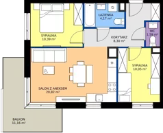 3 pokoje, mieszkanie 55,32 m², piętro 1, oferta nr 28A/116, Leśny Marcelin, Poznań, Grunwald, Junikowo, ul. Jeleniogórska