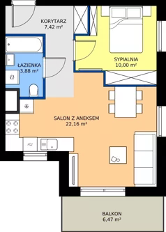 2 pokoje, mieszkanie 43,46 m², piętro 2, oferta nr 122/13, Dobre Strony, Kraków, Dębniki, Borek Fałęcki, ul. Obozowa