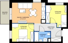 3 pokoje, mieszkanie 49,17 m², piętro 1, oferta nr 122/10, Dobre Strony, Kraków, Dębniki, Borek Fałęcki, ul. Obozowa