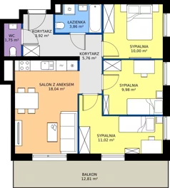 4 pokoje, mieszkanie 64,33 m², piętro 1, oferta nr 122/85, Dobre Strony, Kraków, Dębniki, Borek Fałęcki, ul. Obozowa