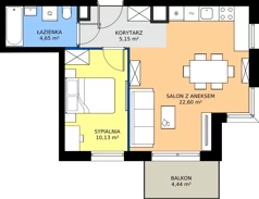 2 pokoje, mieszkanie 42,53 m², piętro 1, oferta nr 122/8, Dobre Strony, Kraków, Dębniki, Borek Fałęcki, ul. Obozowa