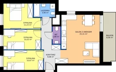 4 pokoje, mieszkanie 72,10 m², piętro 2, oferta nr 124/247, Dobre Strony, Kraków, Dębniki, Borek Fałęcki, ul. Obozowa