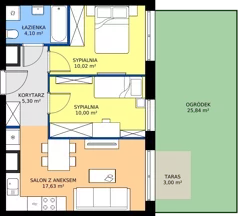 3 pokoje, mieszkanie 47,05 m², parter, oferta nr 126/148, Dobre Strony, Kraków, Dębniki, Borek Fałęcki, ul. Obozowa