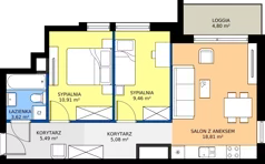 3 pokoje, mieszkanie 53,37 m², piętro 17, oferta nr A1/140, Zaspa Wysoko, Gdańsk, Zaspa, Zaspa-Młyniec, aleja Jana Pawła II