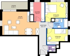 3 pokoje, mieszkanie 66,10 m², piętro 13, oferta nr A1/109, Zaspa Wysoko, Gdańsk, Zaspa, Zaspa-Młyniec, aleja Jana Pawła II