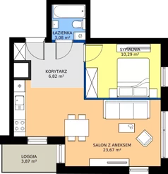 2 pokoje, mieszkanie 43,86 m², piętro 10, oferta nr A1/89, Zaspa Wysoko, Gdańsk, Zaspa, Zaspa-Młyniec, aleja Jana Pawła II
