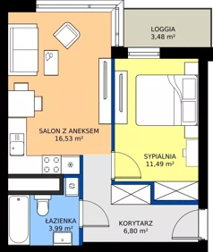 2 pokoje, mieszkanie 38,81 m², piętro 11, oferta nr A1/94, Zaspa Wysoko, Gdańsk, Zaspa, Zaspa-Młyniec, aleja Jana Pawła II