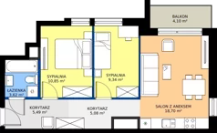 3 pokoje, mieszkanie 53,08 m², piętro 7, oferta nr A1/57, Zaspa Wysoko, Gdańsk, Zaspa, Zaspa-Młyniec, aleja Jana Pawła II