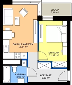 2 pokoje, mieszkanie 38,45 m², piętro 5, oferta nr A1/40, Zaspa Wysoko, Gdańsk, Zaspa, Zaspa-Młyniec, aleja Jana Pawła II