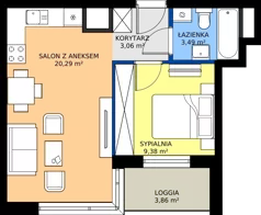 2 pokoje, mieszkanie 36,22 m², piętro 10, oferta nr A1/82, Zaspa Wysoko, Gdańsk, Zaspa, Zaspa-Młyniec, aleja Jana Pawła II