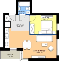 2 pokoje, mieszkanie 43,86 m², piętro 11, oferta nr A1/98, Zaspa Wysoko, Gdańsk, Zaspa, Zaspa-Młyniec, aleja Jana Pawła II