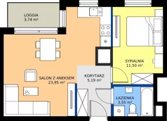 2 pokoje, mieszkanie 44,19 m², piętro 14, oferta nr A1/120, Zaspa Wysoko, Gdańsk, Zaspa, Zaspa-Młyniec, aleja Jana Pawła II