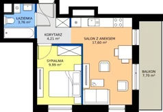 2 pokoje, mieszkanie 35,56 m², piętro 6, oferta nr A1/51, Zaspa Wysoko, Gdańsk, Zaspa, Zaspa-Młyniec, aleja Jana Pawła II