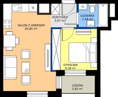 2 pokoje, apartament 36,79 m², piętro 15, oferta nr A1/124, Zaspa Wysoko, Gdańsk, Zaspa, Zaspa-Młyniec, aleja Jana Pawła II