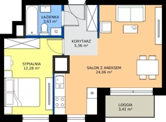 2 pokoje, mieszkanie 45,33 m², piętro 3, oferta nr A1/18, Zaspa Wysoko, Gdańsk, Zaspa, Zaspa-Młyniec, aleja Jana Pawła II