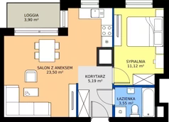 2 pokoje, apartament 43,36 m², piętro 3, oferta nr A1/23, Zaspa Wysoko, Gdańsk, Zaspa, Zaspa-Młyniec, aleja Jana Pawła II